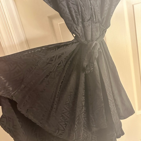 FENDI LOGO FF WRAP LOOK BELTED DRESS BLACK SIZE M or L. HIGH LOW NEVER WORN - Picture 14 of 16